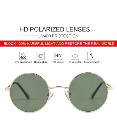 Polarized Round Sunglasses for Women Men Circle Hippie Style Sun Glasses Metal Frame UV400 Protection Lens A6 Gold/G15 $10.55...