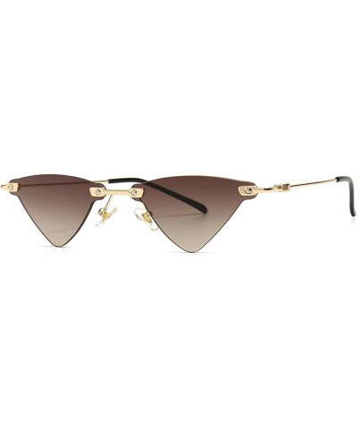 Small Triangle Sunglasses For Women Rimless Metal Geometry Frame Retro Flat Top Sun Glasses Men UV400 2021 Cateye Shades Grad...