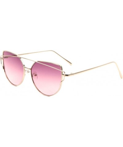 Oceanic Color Flat Lens Curved Crossed Top Bar Geometric Cat Eye Sunglasses M10212-FT-OC Purple $10.15 Cat Eye