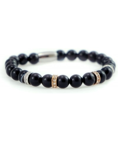Natural Semi Precious Onyx Beads Bracelet Black Striped Agate $7.65 Designer