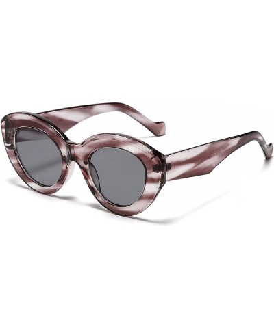 Oversized Cat Eye Sunglasses for Women Cute Oval Thick Frame Cateye Sun Glasses Chic Retro Style Shades Grey Stripes $6.25 Av...