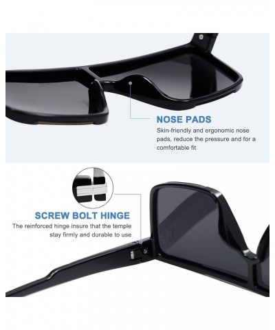Oversized Trendy Flat Top Reflective Wide Frame Sunglasses for Women Men VL9778 All Black $13.24 Oversized