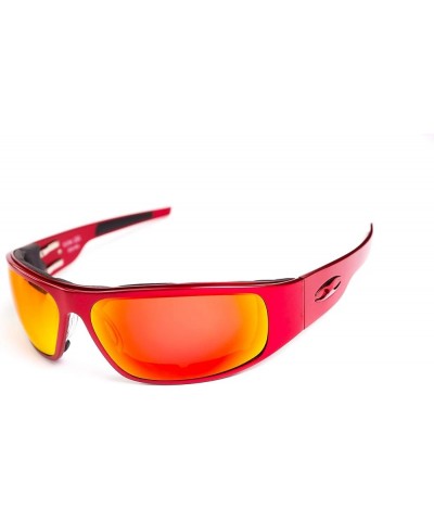 Billet Aluminum Riding Glasses - Windproof Foam - Big Daddy Bagger Red Flat Biker Sunglasses Mirror Orange $73.98 Designer