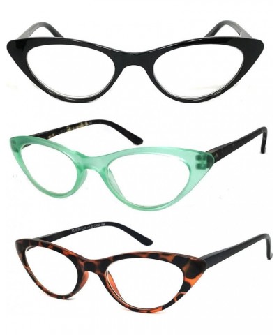 3 Pairs K02 Retro Woman Cat Eye Full Lens Reading Glasses Spring Temple (Black/Pink/Green, 1.25) Black/Green/Brown +1.00 $22....