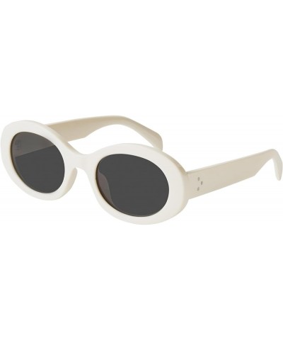 Oval Retro Trendy Sunglasses for Women Cool Cute Fashion 90s Style MS52371 C3 White/Grey $10.39 Oval