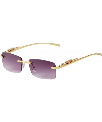 Retro Rimless Rectangle Sunglasses for Men Women Trendy Frameless Tinted Lens Eyewear Gradient Grey $9.87 Rectangular