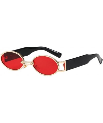 Women's Oval Sunglasses Vintage Small Metal Punk Sunglasses Ladies Steampunk Shades Glasses UV400 Gold Red $20.41 Rectangular