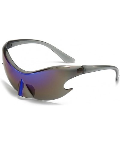 Personality Punk Sunglasses Technology Sense Of The Body Dazzling Color Film Running Mountain Road Cycling Glasses (Color : B...