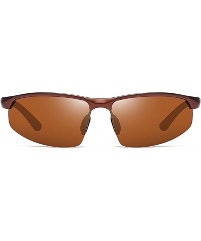 Classic Aviator Sunglasses Polarized Al-Mg alloy Driving Sunglasses 100% UV Blocking Brown Brown $19.24 Aviator