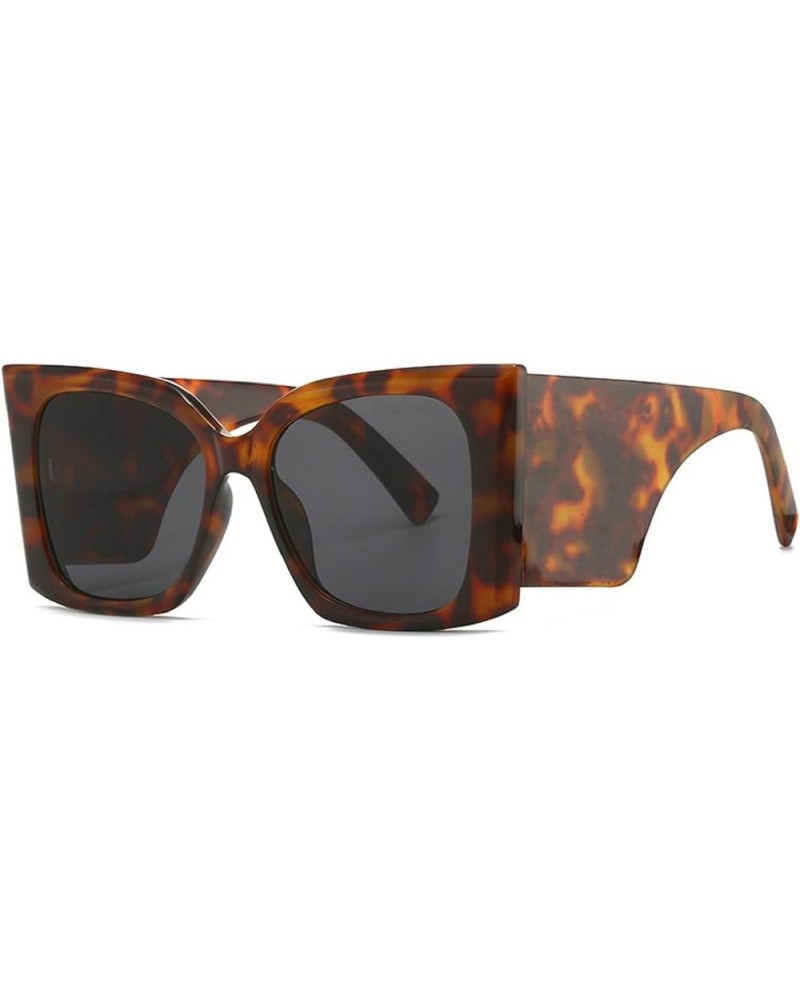 Fashion Oversized Square Cat Eye Sunglasses For Women Luxury Big Wide Frame Men Sun Glasses Femle Shades Leopard&gray $9.88 O...