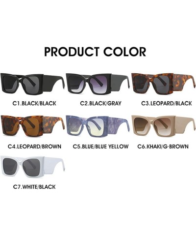 Fashion Oversized Square Cat Eye Sunglasses For Women Luxury Big Wide Frame Men Sun Glasses Femle Shades Leopard&gray $9.88 O...