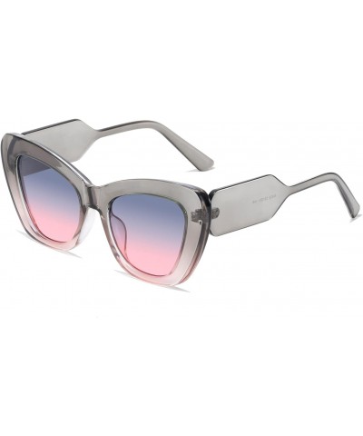 Oversized Square cat eye Sunglasses Women Men Fashion Vintage wide temple UV400 glasses (Grey pink) $5.59 Cat Eye