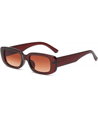 Rectangle Sunglasses for Women Men Trendy Vintage Narrow Square Sun Glasses UV Protection Brown Frame/Gradient Brown Lens E10...
