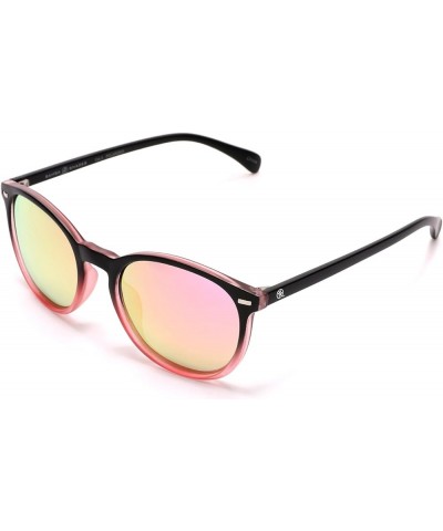 Polarized Round Verona Horned Rim Sunglasses Clear Rose $9.74 Round