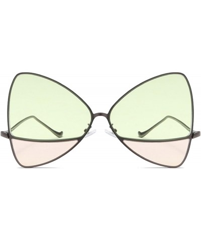 Vintage Butterfly Sunglasses for Women Metal Frame Two Tone Sunglasses Ladies Trendy Oversized Cat Eye Sun Glasses Green&pink...