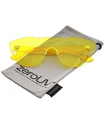 Oversize Rimless Cutout Thick Arms Tinted Mono Lens Shield Sunglasses 73mm Yellow $9.17 Oversized