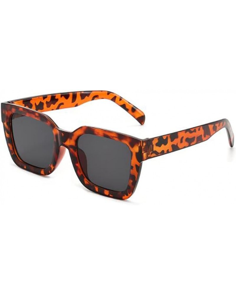 Square Frame UV Anti-ultraviolet Sunglasses for Men and Women Big Face Jelly Color Sunglasses Tortoiseshell Gray Flakes $3.74...