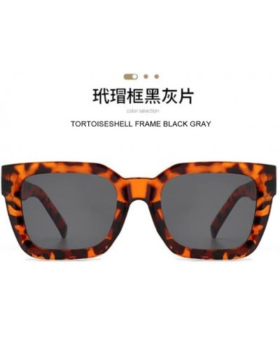 Square Frame UV Anti-ultraviolet Sunglasses for Men and Women Big Face Jelly Color Sunglasses Tortoiseshell Gray Flakes $3.74...