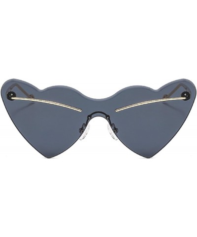 Oversized Rimless Heart Shaped Sunglasses for Women Trendy Metal Frame Vintage Heart Sun Glasses UV400 Protection Black $9.68...