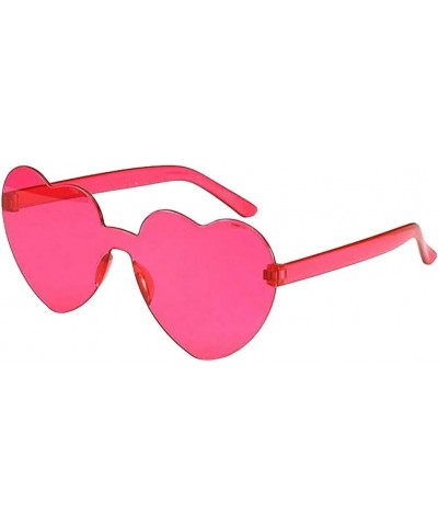 Unisex Fashion Heart Sunglasses Lightweight Plastic Frame Composite-UV400 Lens Glasses for Outdoor Hot Pink $9.68 Rimless