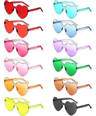12 Pack Round/Square/Star Rimless Party Sunglasses Bulk, Transparent Tinted One Piece Glasses Set Heart $11.39 Square