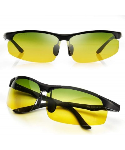 Night Vision Glasses and High Definition Polarized Sports Sunglasses Black&yellow $12.50 Rectangular