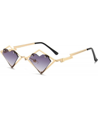 Love Heart Rimless Sunglasses Vintage Candy color Women Hollow Sun glasses Punk Glasses Party Shades UV400 Gray $13.21 Rimless