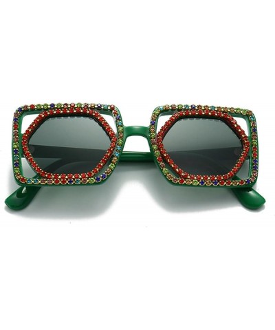 Trendy Diamond Hollow Sunglasses Women Fashion Luxury bling Rhinestone Square Sun Glasses Female Party Eyewear Green $9.99 De...
