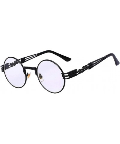 Steampunk Retro Gothic Vintage Colored Metal Round Circle Frame Sunglasses Colored Lens Stmpk 003 Black / Clear $8.49 Round