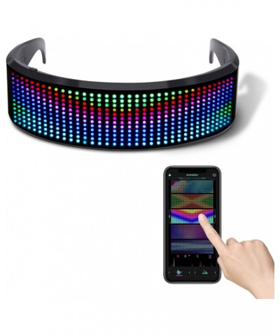 LED Luminous Bluetooth Glasses, Programmable Full Color LED Glass, Futuristic Electronic Visor Glasses for Festival Bar Party...