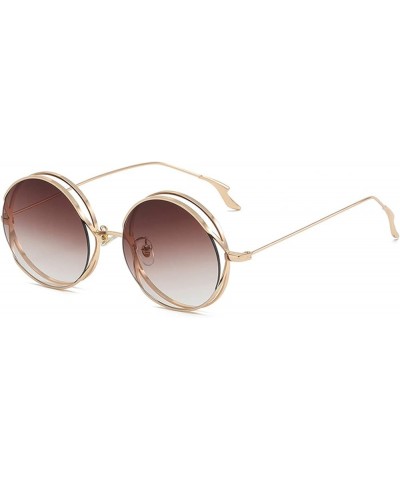 Colored Round Hippie Glasses Women- Punk Style Circle Sunglasses Metal Hollow Frame Men Clear Eyewear Brown $11.09 Round