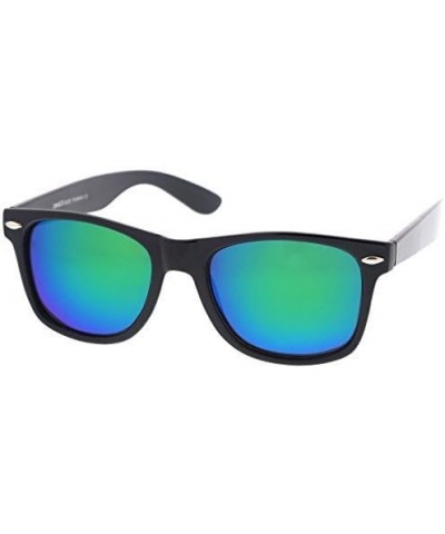 Retro Colored Mirror Polarized Lens Square Horn Rimmed Sunglasses 55mm Black / Green Mirror Polarized,Mirrored $11.27 Wayfarer