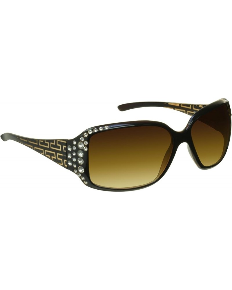 Women Chic Oversized Rhinestone Silver Butterfly Crystal Bling Trendy Fashion Sparkle Sunglass Crystal - Black Brown W/ Brown...