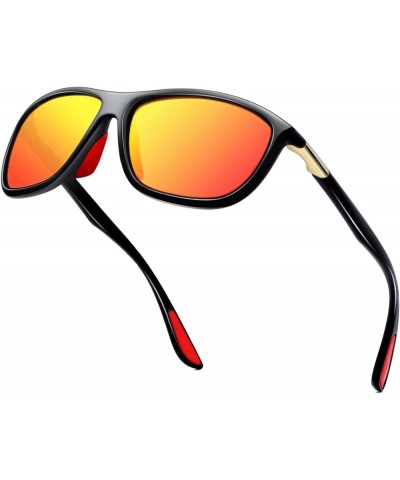 Polarised Sunglasses for Men Women 100% UV Protection Classic Sports Sun Glasses 【a4】-shiny Black Frame+ Orange Lens $7.79 Sq...