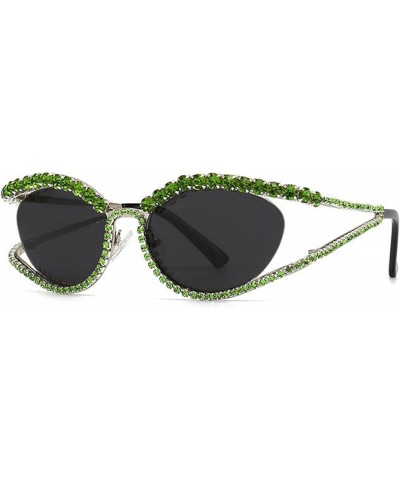 Luxury Diamond rhinestone bling party Sunglasses for women Large round Oversized Shinny Big alloy Frame Eyewear Green $10.85 ...