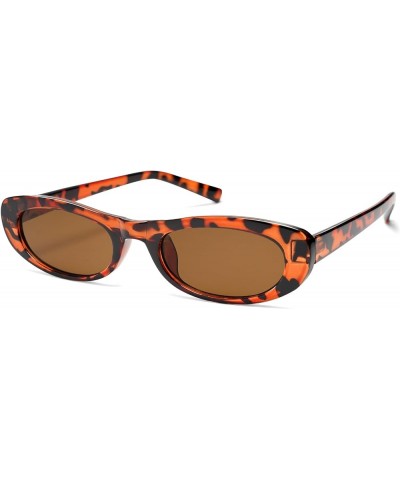 Trendy Small Narrow Cat Eye Sunglasses for Women Tiny Oval Tinted Sunnies AR82210 Tortoise $7.79 Cat Eye