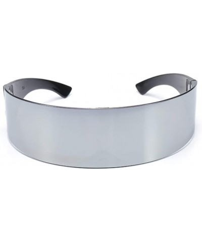 Futuristic Mirrored Wrap Around Costume Sunglasses Silver $11.79 Designer
