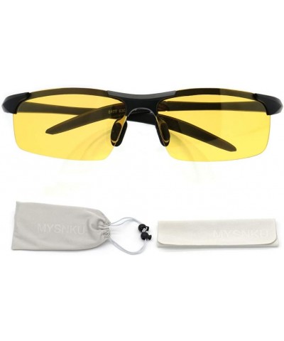 Sports UV400 Sunglasses Anti-Glare HD Men's and Women's Night Driving Glasses Ultra Light Yellow $8.47 Rectangular