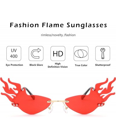 Fire Flame Sunglasses for Women Men Flame Shaped Sun Glasses Wave Fire Shaped Halloween Party Eyewear C7 Fire Red $4.75 Frame