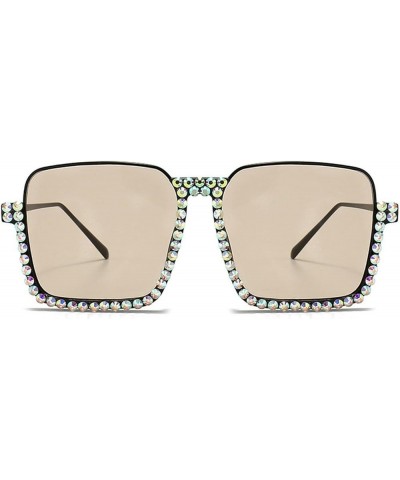 Square Rhinestone Sunglasses Women 2023 Crystal Diamond Sunglasses Men Glasses Oversized Sunglasses Champagne $10.06 Oversized