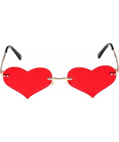 Frameless Heart Shaped Sunglasses for Women Vintage Fashion Lovely Retro Oversized Eyeglasses Style UV400 Protection Lens Red...