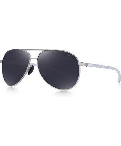 Men driving Sunglasses Polarized Women UV 400 with case 60MM S8516 Silver&black $10.43 Aviator