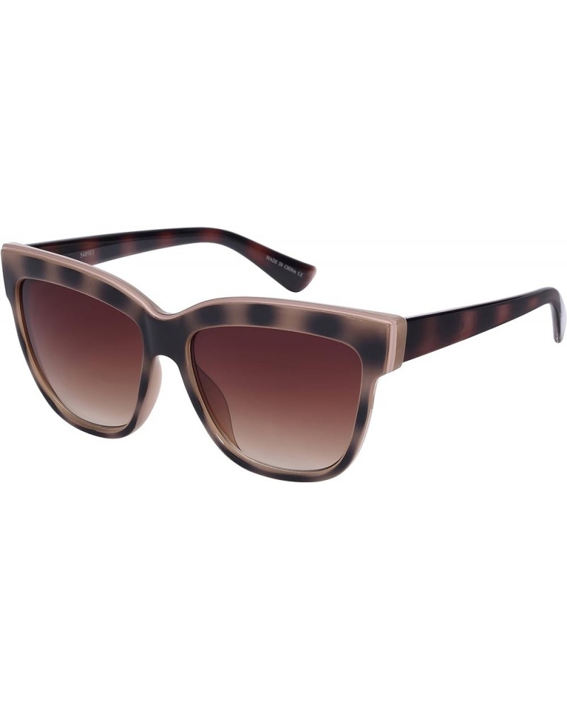 Retro Inspired Two Tone Cat Eye Sunglasses w/Gradient Lens 540983TT-AP Jelly Brown+demi Brown $9.17 Cat Eye