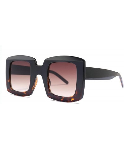 Square Women's Sunglasses Small Brand Travel Square Sun Glasses Men Vintage Orange Tinted Retro Eyewear with box Black Leopar...