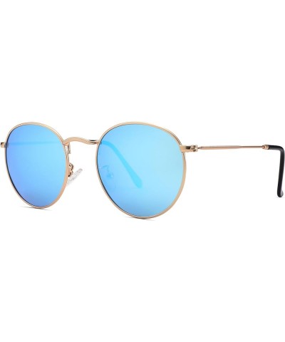 Round Sunglasses for Women Men - Retro Polarized Circle Sun Glasses - Classic Vintage Shades UV400 A5 Gold / Blue Mirrored $7...