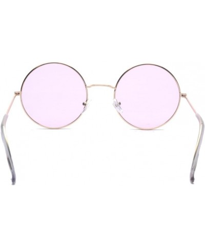 Round Small Flat Sunglasses Circle Metal Vintage 70's Hippie Glasses Purple $6.59 Goggle