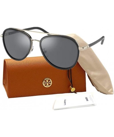 TY6089 Pilot Sunglasses for Women + BUNDLE With Designer iWear Eyewear Kit Black / Dark Grey Flash Mirror $47.16 Aviator