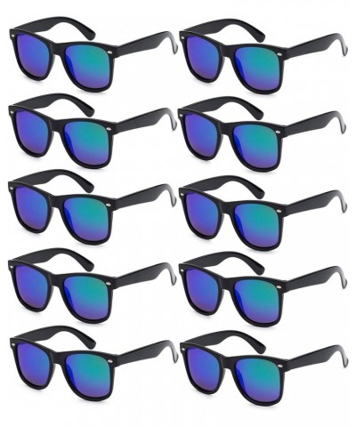 Bulk 80s Party Sunglasses Neon Sunglasses Adult Party Favors 10 Pack Vintage Retro Style Sunglasses Black Frame | Blue Mirror...