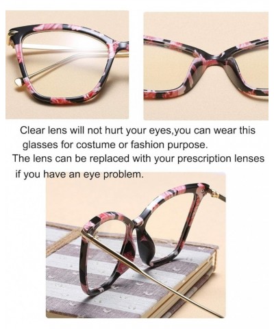 Womens Cat Eye Transparent Frame Mod Sunglasses Eyeglasses Pink Flowers Clear $10.34 Cat Eye