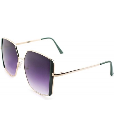 Womens Luxury Glam Vintage Square Oversized Polarized Metal Frame Sunglasses Green $19.19 Designer